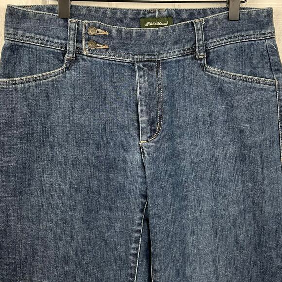 Eddie Bauer Women Wide Leg Denim Jeans Blue Classic Preppy Fall Size 32”x29” - Picture 2 of 7
